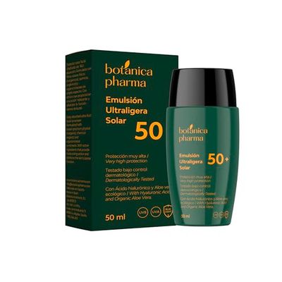 Botanicapharma Emulsión Ultraligera Solar | SPF50+ | Protección UVB, UVA y Blue Light | 50 ml | Acción hidratante y refuerzo de la función barrera de la piel |Textura ultraligera