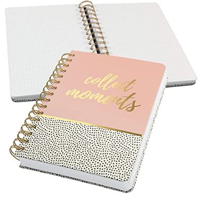 Sigel JN601 Cuaderno de notas espirales premium, 16.8 x 21.5 cm, punteado, tapa dura, motivo puntos, rosa/negro/blanco/dorado, Jolie