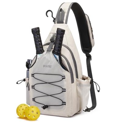 G4Free Pickleball tas, sport Pickleball Sling Bag voor vrouwen mannen, lichtgewicht Pickleball Paddle Bag Pickleball Rackets Tassen, Ivoor, L, Casual dagrugzak