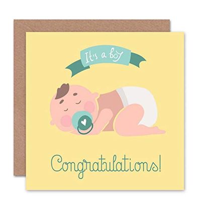 Wee Blue Coo CARD GREETING NEW BABY BOY CONGRATULATIONS