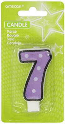 Amscan nummer 7 partij kaars verjaardag, met stippen, violet