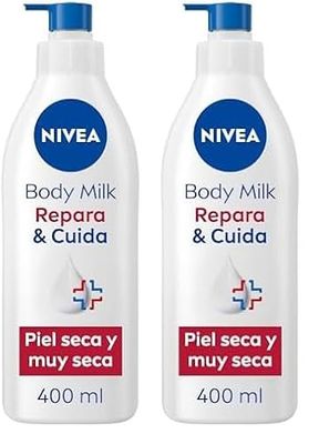 Nivea Repara & Cuida Body Milk, crema hidratante corporal para pieles secas y extra secas, crema hidratante con 72 h de hidratación y cuidado intensivo, 1 x 400 ml (Paquete de 2)