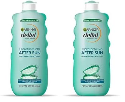 GARNIER DELIAL After Sun Crema Hidratante Calmante Con Aloe Vera Natural Formato Familiar 400 ml (Paquete de 2)