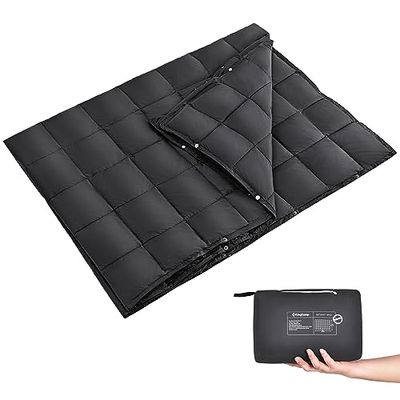 KingCamp Couverture de camping légère d'extérieur 200,7 x 144,8 cm, couverture de voyage multifonctionnelle chaude, couvertures de couchage ultra légères avec bouton pression, couette de couchage pour
