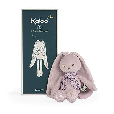 Kaloo - Lapinoo - Pantin Lapin - Peluche Bébé Bi-Matières Jersey et Tricot - 25 cm - Couleur Rose - Matières très Douces - Boîte Cadeau - Dès la Naissance, K969940