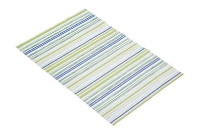 KitchenCraft Woven Vinyl Placemat, 45 x 30 cm (17.5" x 12") - Blue / Green Stripes