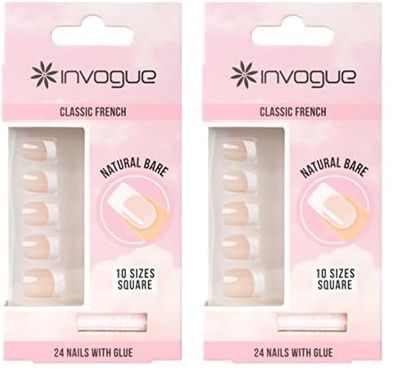 Invogue Acrylic Square Nails - French Bare (24 Pieces) (Pack of 2)
