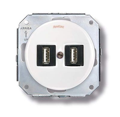 Fontini 31765172 ładowarka z podwójnym USB, porcelana, biała
