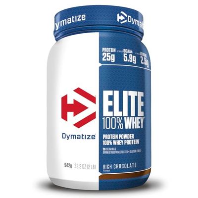 Dymatize Elite 100% Whey Rich Chocolate 942g - Low Sugar Whey Protein + BCAAs