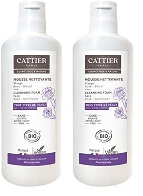 Cattier - Mousse Nettoyante Visage - Nuage Céleste - pour Tous Types de Peaux - 150 ml (Lot de 2)
