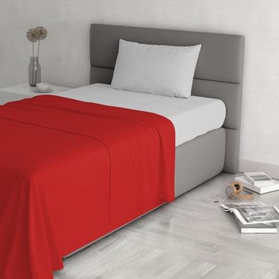 Trendy Chic - Juego de Cama 100% algodón, Fabricado en Italia, Individual, Color Rojo