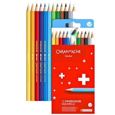 Caran d'Ache Swisscolor kartonnen etui met 12 waterbestendige kleurpotloden