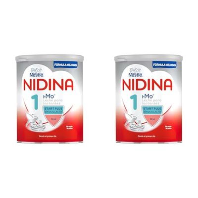 Nestlé Nidina 1 Leche para Lactantes en Polvo, Fórmula para Bebés Desde El Primer Día, Bote de 800g (Paquete de 2)