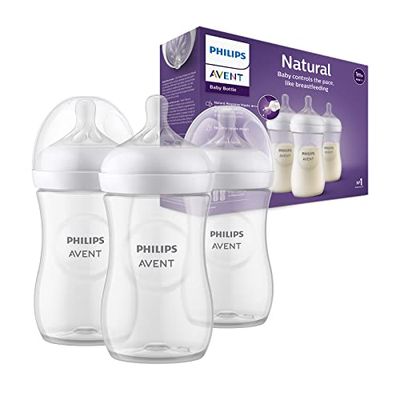 Philips Avent Natural Response-babyfles - 3 babymelkflessen van 260 ml voor pasgeboren en oudere baby's, BPA-vrij, voor 1 maand en ouder (model SCY903/03)