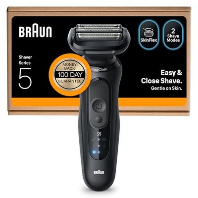 Braun Series 5 Electric Shaver, Up to 50 min, Cordless, Wet & Dry Razor for Men, 100% Waterproof, 52-N1000SI, Black