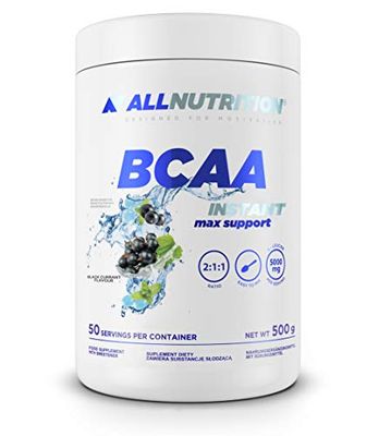 ALLNUTRITION BCAA Max Support Powder/Capsules Complex of Branched Chain Amino Acids Glutamine Taurine Leucine Valine Isoleucine Muscle Regeneration 500 g Blackcurrant