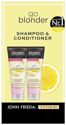 John Frieda Go Blonder Set – schampo, 250 ml och balsam, 250 ml – hårtyp: blond, blond – ljusar gradvis