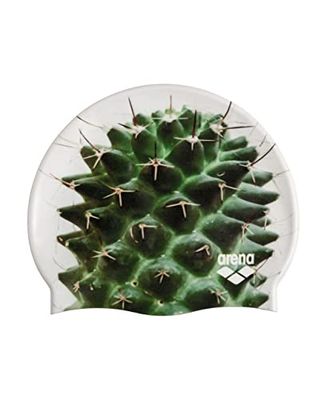 arena Gorro de natación de Silicona HD Unisex para Adultos, Entrenamiento y Carreras, 100% Silicona, sin Arrugas, Cactus