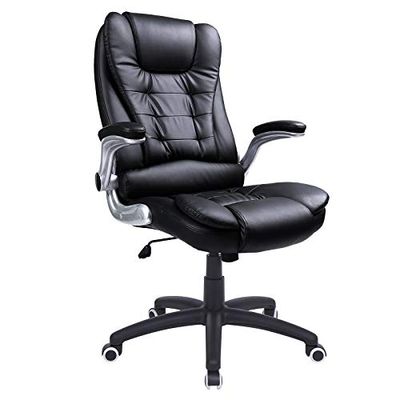 Songmics Obg51B Bureaustoel, Pu-Kunststof, Zwart