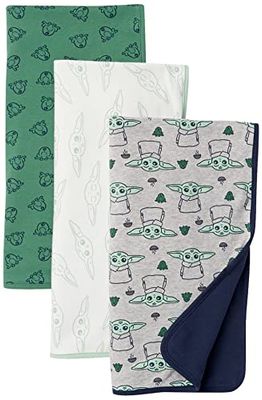 Amazon Essentials Disney | Marvel | Star Wars Unisex Babies' Swaddle Blankets, Pack of 3, 3-pack Star Wars the Child, One Size