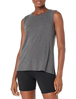 Amazon Essentials Women's Yogatop van zacht katoen met normale pasvorm, verkrijgbaar in grote maten (voorheen Core 10), Donkergrijs, 24-26