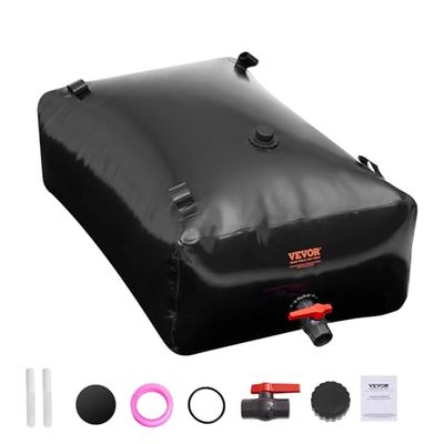 VEVOR Vessie de Stockage d'eau, 330 L, Réservoir d'eau Pliable PVC 1000D, Conteneur Souple d'eau d'urgence Portable, Sac d'eau Douce de Grande Capacité, pour Prévention Incendies, Camping-Car, Noir