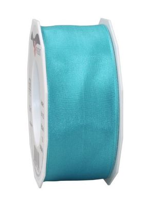 PRÄSENT C.E. Pattberg Dream Ruban Tissu Turquoise avec Bords en Fil de Fer, 20 m de Ruban pour des Cadeaux colorés, Largeur 40 mm, Ruban Turquoise pour décoration, Emballage de Cadeaux et Couture