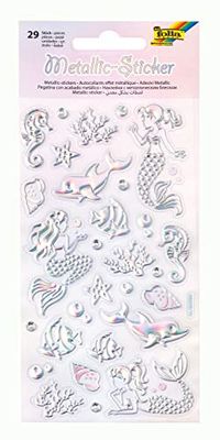folia Metallic Stickers IV with Mermaid and Underwater Motifs, 29 Pieces, Ideal for Decorating Greeting Cards, Crafts and Scrapbooking, Paper, Colourful, One Size