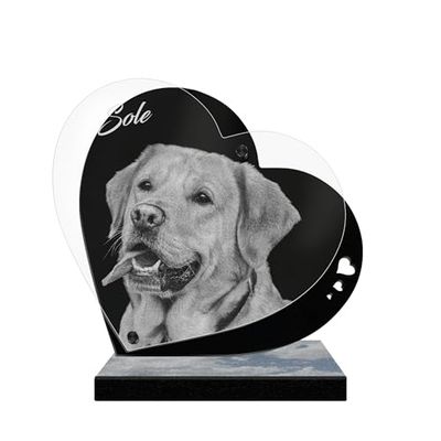 ETERNEL - Targa Funeraria Personalizzata Cuore Perpetuo per Animali - Cane, Gatto, Coniglio, Animali domestici, Foto e Testo personalizzabile, targa funeraria incisa al laser per omaggio