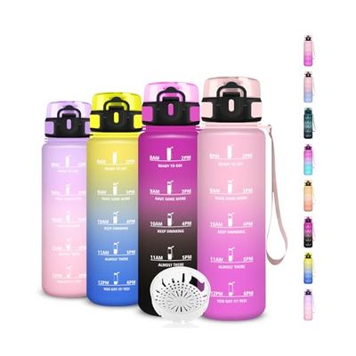 Borraccia Bambina, Borraccia 500ml, Bottiglia Senza Perdite, Bottiglia Motivazionale, Facile da Trasportare, Borraccie con Orari per Bere, Borraccie Acqua per Sport, Fitness, Yoga, Scuola, Bambina