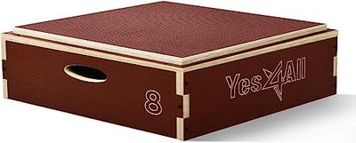 Yes4All UP3S 3 i 1 plyobox av trä med halkfri yta, 20,3 cm H, plattform för hoppträning, hopplådor för hemmagym och utomhusträning, röd