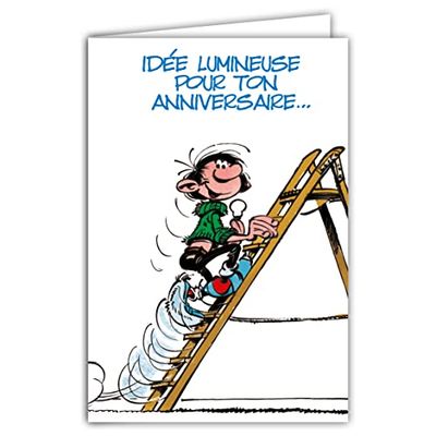 Gaston Lagaffe GLCT-0148 verjaardagskaart met ladder