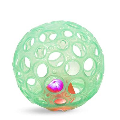 B. toys by Battat Baby Ball – Sensory Light-Up Baby Toy – Grab n’ Glow – Textured Ball with Holes – Glowing Lights & Rattle – Infants, Babies – 0 Months +