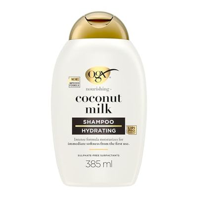 OGX Shampoo Nourishing + Coconut Milk, Shampoo idratante con Latte e Olio di Cocco, Shampoo capelli secchi con effetto districante per capelli morbidi, luminosi e sani, 385 ml