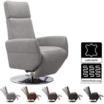 CAVADORE Cobra Fauteuil TV avec Fonction couchée et Fonction Relax réglable en continu et ergonomie L Charge Max. 130 kg 71 x 112 x 82 cm Gris Clair