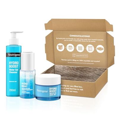 Neutrogena Hydro Boost 3-Step Regime, Cleanse + Moisturiser Hylauronic Serum, Brown