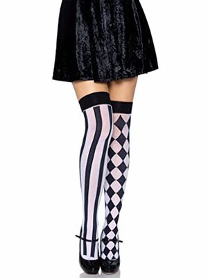 Leg Avenue Women 6120-Harlequin Thigh Highs, Einheitsgröße (Schwarz-weiß) Tights, Black, One Size