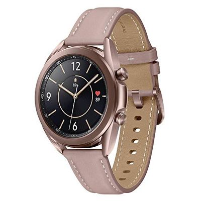 Samsung Galaxy Watch 3 Smartwatch Bluetooth, behuizing 41 mm staal, armband leer, verzadigingsmeter, valherkenning, sportbewaking, 48,2 g, batterij 247 mAh, IP68, Mystic Brons [Italiaanse versie]