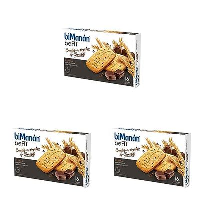 BiManán beFIT - Galletas de Proteína con Cereales y Pepitas de Chocolate, para Tonificar tu Masa Muscular - Caja de 16 unidades (Paquete de 3)