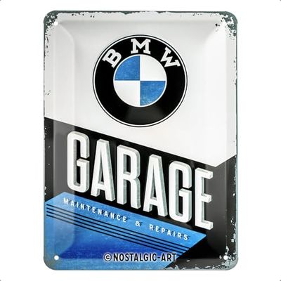 Nostalgic-Art Retro Tin Sign – BMW – Garage – Gift idea for car accessoires fans, Metal Plaque, 15 x 20 cm