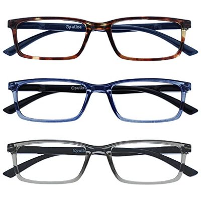 OPULIZE See - Occhiali Filtro Set da 3 Luce Blu Montatura Stretta Cerniere a Molla Migliorano il Sonno Gaming Computer Anti Riflesso Marrone Blu Trasparente Grigio Uomo Donna BBB9-237 +0.00