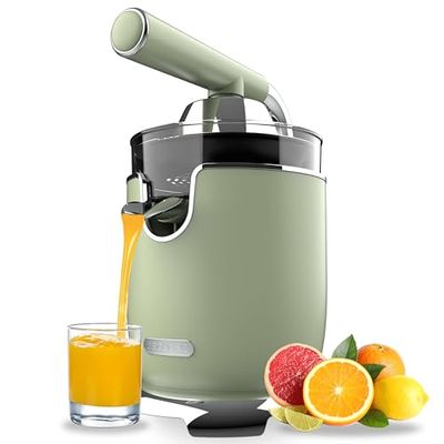 Cecotec Exprimidor Eléctrico de Brazo Naranjas y Cítricos Xqueeze RetroJuice 1000 Green. 1000W, Filtro de Acero Inox, 2 Conos Desmontables de Diferente Tamaño, Palanca y Sistema Antigoteo