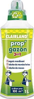 CLAIRLAND Engrais Prop'Gazon 3 en 1, A diluer, Pour 100 m², 1 L, CLAIRGAZ1000