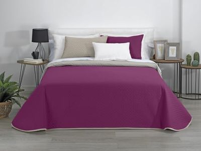 Estoralis - AVA | Copriletto Mezza Stagione in Morbida Microfibra | Trapunta Leggera e Double Face | Grigio/Fucsia | Per letto da 180 cm. (270 x 270 cm. Larghezza x Altezza)