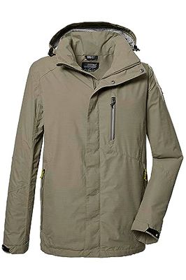 killtec Uomo Giacca funzionale/giacca da esterno con cappuccio staccabile con cerniera KOS 256 MN JCKT_CARLEB, sage, S, 41364-000