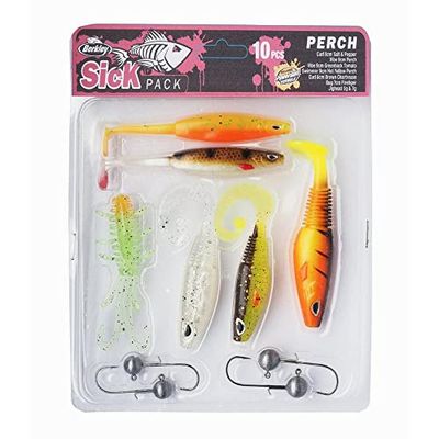 Berkley Sick Perch Pack, Kits de leurres, leurre de pêche prédateur pour la Perche, Couleurs mélangées