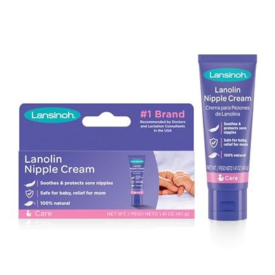 Lansinoh HPA Lanolin Nipple Cream för ömma bröstvårtor och sprucken hud, 100% naturlig enda ingrediens, viktigt för amning, smaklös, luktfri, sjukhusväska, återfuktande, 40 ml