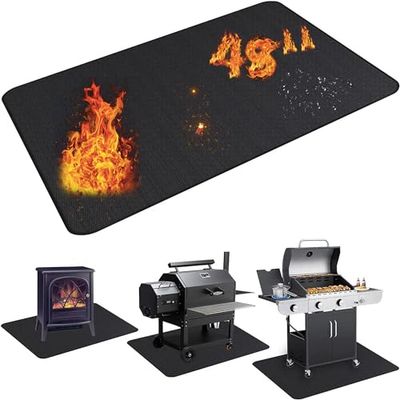 UBeesize 91 x 122 cm (36 x 48 tum) Under grillmatta för utomhusgrill, dubbelsidig brandsäker grilldyna för eldstad, inomhus eldstadsmatta, oljebeständigt vattentätt grillskydd för däck och uteplatser