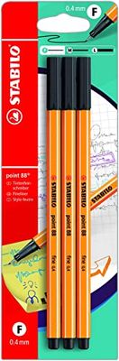 Rotulador punta fina STABILO point 88 - Pack con 3 unidades - Color negro