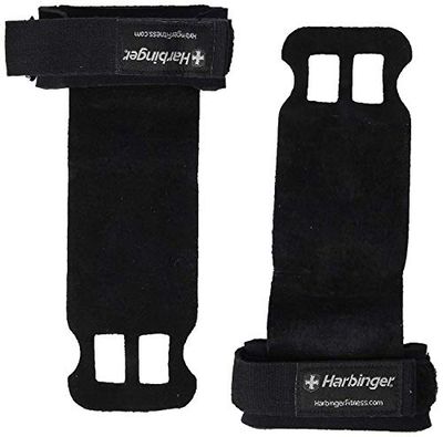 Harbinger Grips Puños de Levantamiento de Pesas, protección de Palma de Piel, Guantes de Entrenamiento, Color Negro, S, Paquete de 2, Unisex Adulto